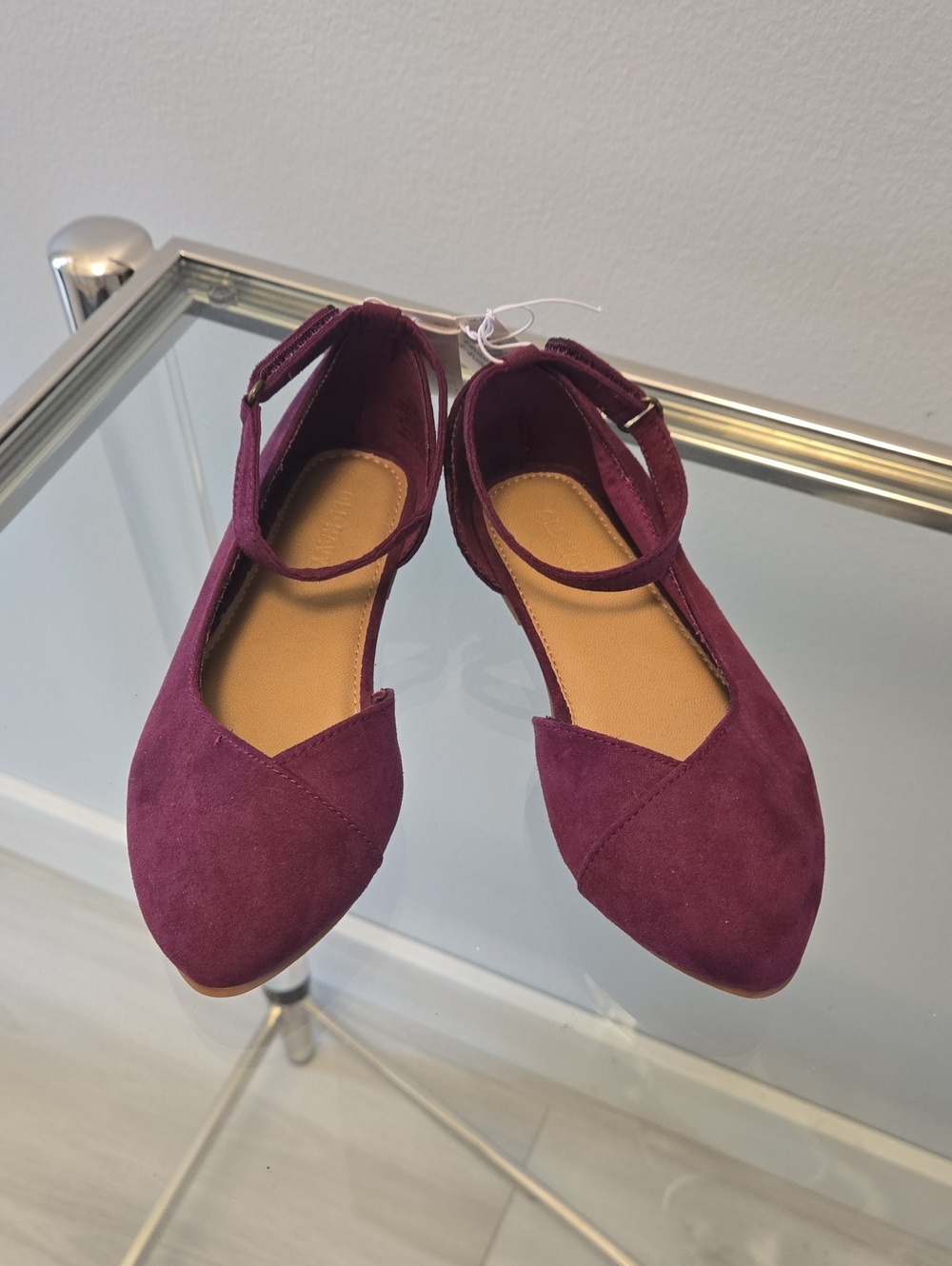 Old Navy Plum Suede-Look Ankle-Strap Flats